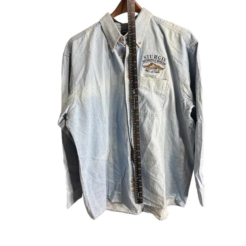 Three‎ Rivers 2000 Sturgis Motorcycle Museum Hall of Fame Denim Shirt XXL - Picture 2 of 5